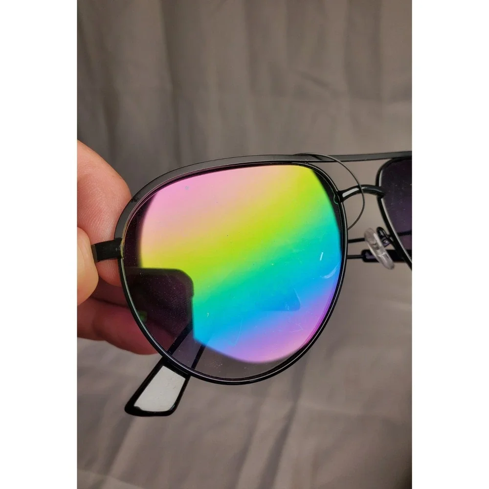 i-gogs Signature Series Aviator Sunglasses 66-615 Rainbow Mirror Black Metal NWT